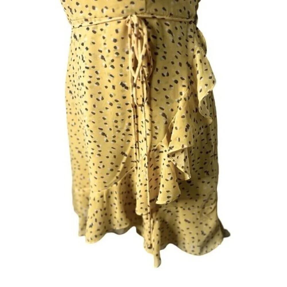 Here Comes The‎ Sun Yellow & Brown Polka Dot Ruffled Mini Dress Size Small - Picture 9 of 10